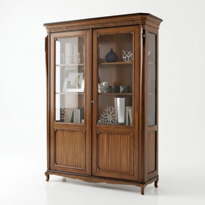 Nábytek Dřevo Hnědá Vitrína Elegantní Vitrínská Skříň Italský Nábytek Klasický