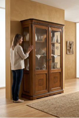 Möbel Großer Holz Braun Vitrine Luxus Vitrineschrank Design Möbel Italienische