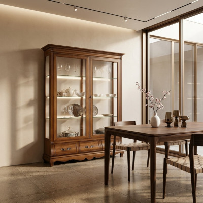 Klassische Regale Schränke Einrichtung Vitrine xxl Glasschrank Anrichte Möbel