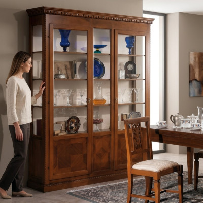Vitrine Wohnzimmer Möbel Anrichte Massivholz Vitrinen Glas Schrank Echtholz