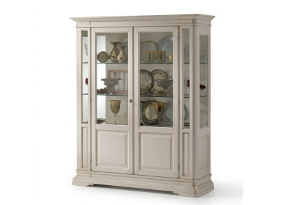Wohnzimmer Möbel Anrichte Massive Holz Vitrinen Glas Schrank Echtholz Vitrine