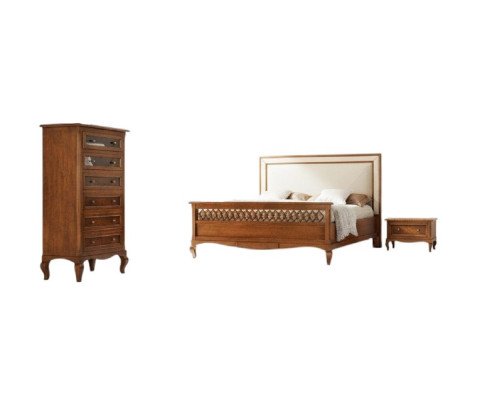 Design Klasický luxusní nábytek Moderní postel 2x noční stolek 4dílná sada do ložnice
