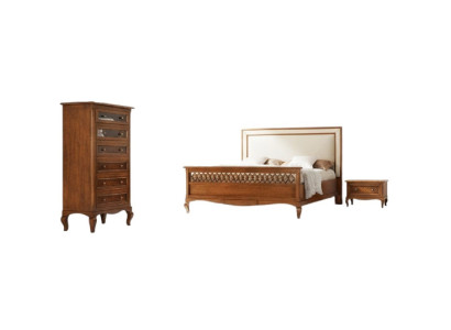 Design Klasický luxusní nábytek Moderní postel 2x noční stolek 4dílná sada do ložnice
