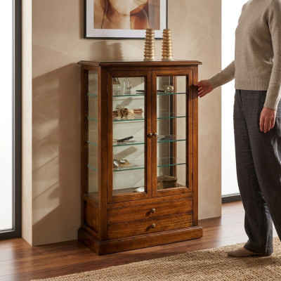 Wohnzimmer Möbel Massive Holz Vitrinen Glas Schrank Echtholz Anrichte Vitrine