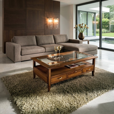 Stůl Konferenční Stoly Pohovka Moderní 130 cm Design Čtverec Konferenční Stolek Dřevěný Nový