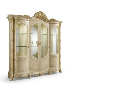 Schrank Echtholz Anrichte Vitrine Wohnzimmer Möbel Massive Holz Vitrinen Glas