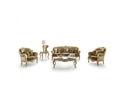 Sitzgarnitur 3+2+1 Sitzer Möbel Polster Textil Italienische Chesterfield Design