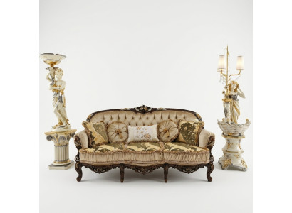 Klassischer Dreisitzer Sofa Couch Polster Möbel Chesterfield 3 Sitz Stoffsofa