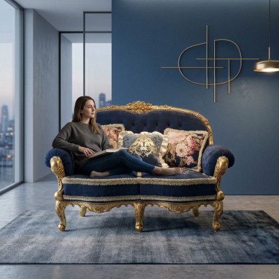 Chesterfield Sofa 2 osoby Polstrovací pohovka Sametová látka Dvousedadlový nábytek Nový