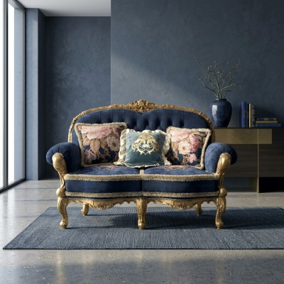 Chesterfield Sofa 2 osoby Polstrovací pohovka Sametová látka Dvousedadlový nábytek Nový