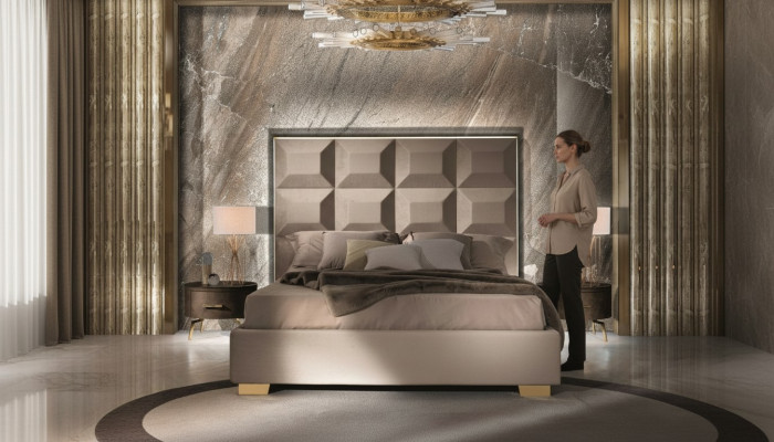 Design Modern Luxury Bedroom Nightstand Beds Bed 3-piece Bedroom Set   Dizajn Moderní Luxusní Nocní Stolek Postele Postel 3-dílná Sada Ložnice