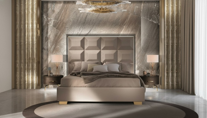 Design Modern Luxury Bedroom Nightstand Beds Bed 3-piece Bedroom Set   Dizajn Moderní Luxusní Nocní Stolek Postele Postel 3-dílná Sada Ložnice