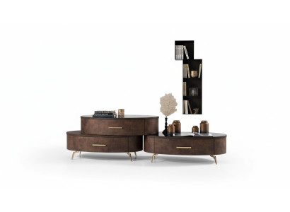Wohnzimmer Set Design 2x Kommode Wandregal Wohnwand Regal Schränke 4tlg.