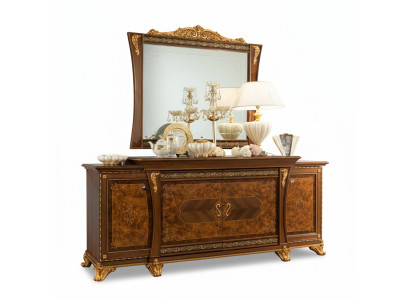 Kommoden Set Italienische Möbel 2tlg. Kommode mit Spiegel Massivholz Sideboard