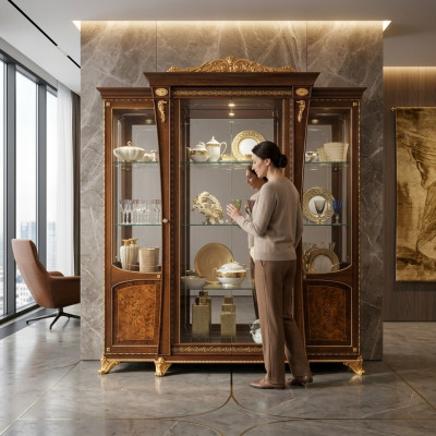 Vitrine Esszimmer Anrichte Holz Schränke Möbel Wohnzimmer Anrichte Glas Schrank