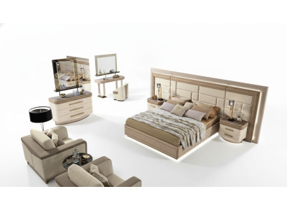 Design Luxus Schlafzimmer Bett 2x Nachttische Kommode Garnitur Betten 8tlg.Set