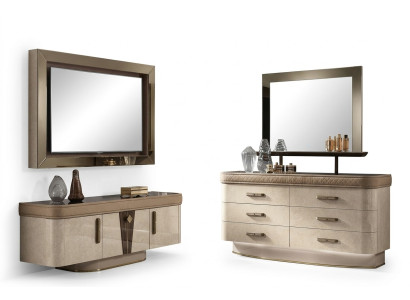Komoda nábytek skupiny dřeva design skříň nový obývací pokoj set komoda zrcadlo