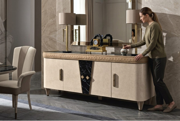 Komoda Skříň Vitrína Beige Jídelní skříň Dřevěná skříň Nábytek Komody
