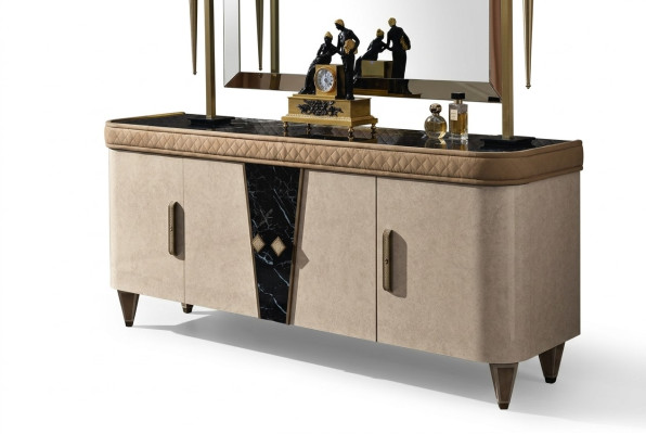 Komoda Skříň Vitrína Beige Jídelní skříň Dřevěná skříň Nábytek Komody