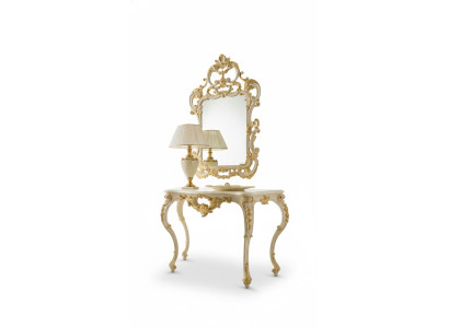 Klassischer Spiegel Schminktisch Konsole Tisch Gold Holz Schlafzimmer Möbel 2tlg