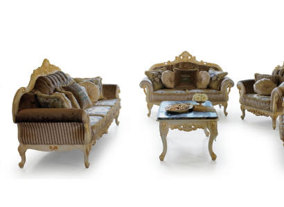 Sofa set 3+2 míst na obývacím pokoji Potahový nábytek Art déco Pohovka Tkaninová pohovka Pohovky