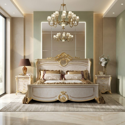 Schlafzimmermöbel-Set - Bett mit zwei Nachttischen in modernem Design