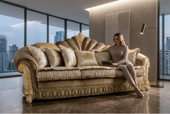 Design Sofa Couch Polster Sofas Couchen Sitz Klassisch Textil 3 Sitz Dreisitzer