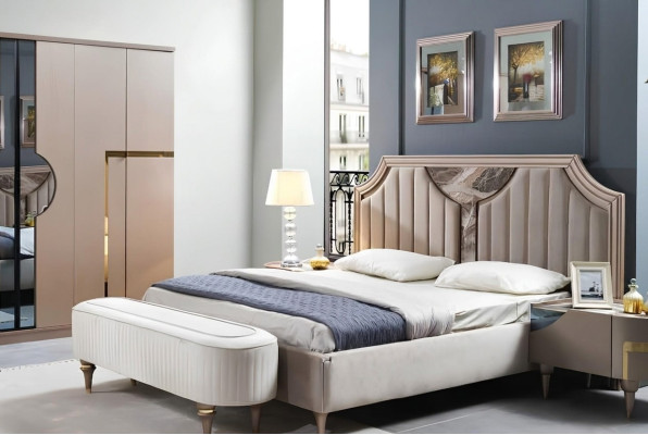 Rám postele Dvojitá dřevěná postel Bílý rám postelí ložnice Luxusní postel Moderní postele