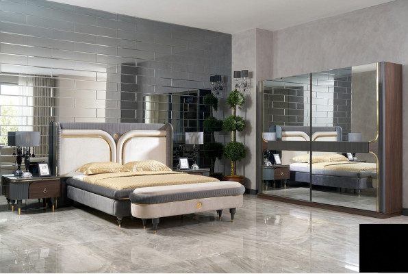 Garnitur Ložnice Postel Noční stolek Šatní skříň Taburet Luxus Design 5 kusů