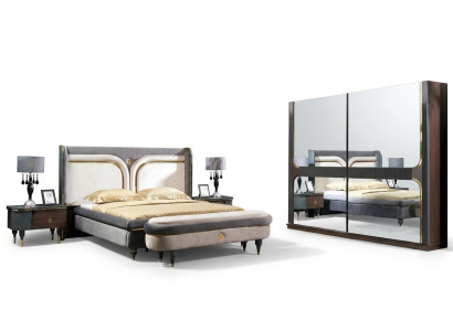 Garnitur Ložnice Postel Noční stolek Šatní skříň Taburet Luxus Design 5 kusů