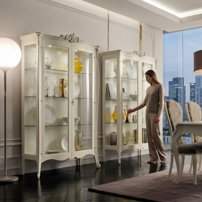 Vitrine Massiv Holz Möbel Glas Schrank Schränke Vitrinen Wohnzimmer Anrichte Neu