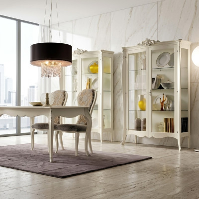 Vitrine Massiv Holz Möbel Glas Schrank Schränke Vitrinen Wohnzimmer Anrichte Neu