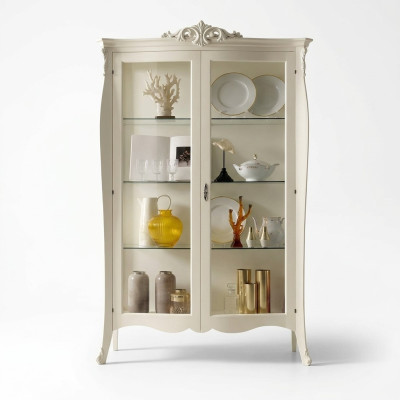 Vitrine Massiv Holz Möbel Glas Schrank Schränke Vitrinen Wohnzimmer Anrichte Neu