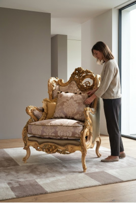 Sessel Sofas Couch Poster Klassisch Stoff Klassisch Luxus 1 Sitzer Sofa Möbel