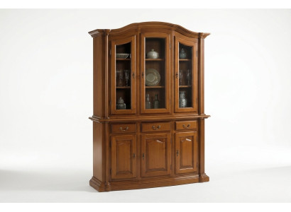 Echtholz Vitrine Wohnzimmer Möbel Anrichte Massive Holz Vitrinen Glas Schrank