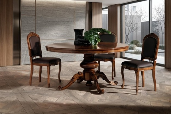 Essgruppe Esstisch Tisch Tische 4x Lehnstuhl Set Stuhl Rund 5tlg Gruppe Garnitur