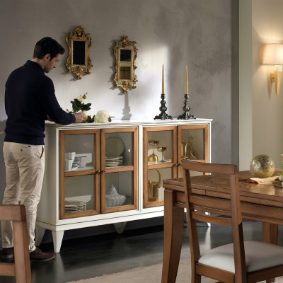 Vitrine Anrichte Retro Stil Wohnzimmer Schrank Kommode Kollektion Vitrinen Neu