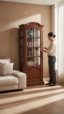 Masivní dřevěné komody, obývací pokoj sideboard, komody Vaccari Cav Giovanni, vitríny.