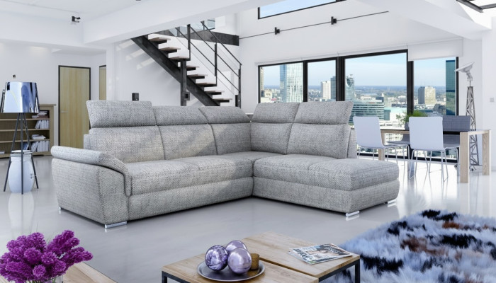 Stoff Ecksofa L-Form Sofa Couch Design Polster Modern Textil Bettfunktion neu