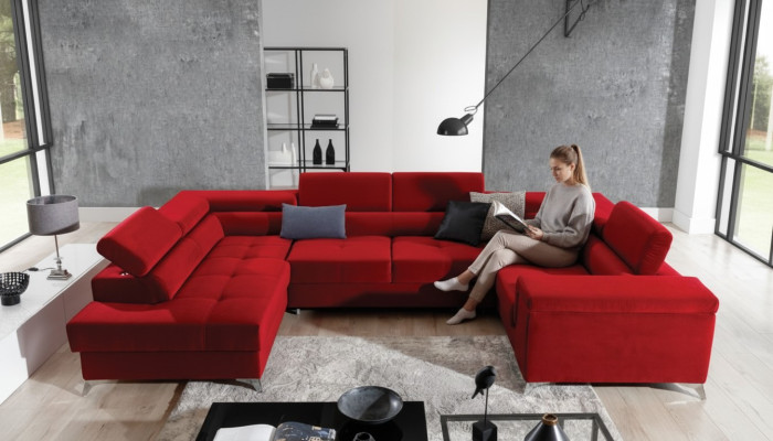 Ecksofa U-Form Sofa Couch Design Polster Schlafsofa Bettfunktion Wohnlandschaft
