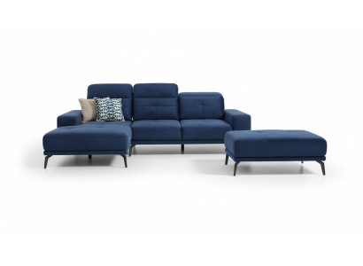 Designer Sofa Couch Ecksofa Textil Polster Garnitur Wohnlandschaft L-Form Blaue