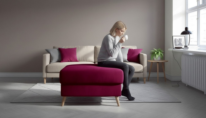 Hocker Pouf Sofa Polster Beistellhocker Fußhocker Ottomane Möbelhocker Pink