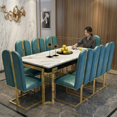 Luxus Esstisch Tisch Metall Tische Designer Möbel Konferenz Marmor