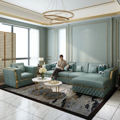 Wohnlandschaft Ecksofa L-Form Sessel Set Deko Garnitur Modern Sofa Leder