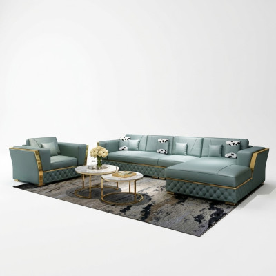 Wohnlandschaft Ecksofa L-Form Sessel Set Deko Garnitur Modern Sofa Leder