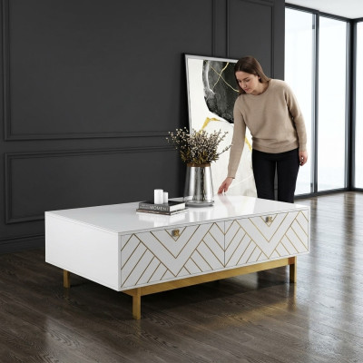 Elegantní lesklý konferenční stolek z nerezové oceli USA Luxury
