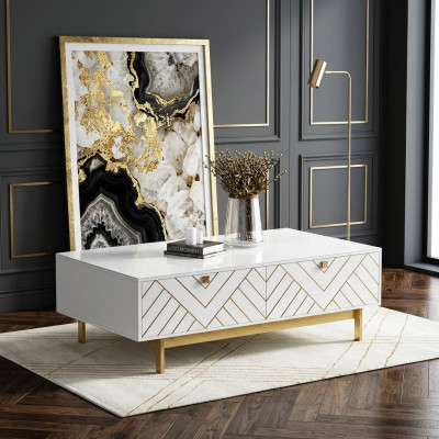 Elegantní lesklý konferenční stolek z nerezové oceli USA Luxury