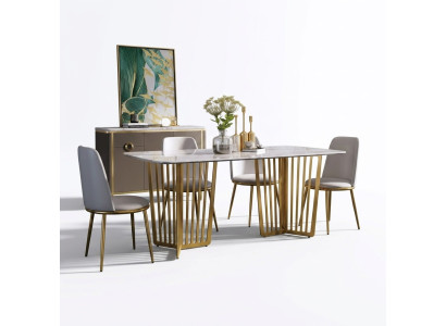 Komplett Set Esstisch + 4 Stühle Esszimmer Set Ess Deko Gruppe Holz Tisch