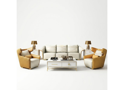 Luxus Möbel Sofagarnitur Couch Sofa Polster 3+1+1 Couchen Gelbe Designer