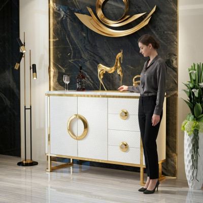 Edle Design Kommode Sideboard Italienische Kommoden Lowboards Leder